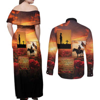 ANZAC Day Film Reel Lest We Forget Couples Matching Off Shoulder Maxi Dress and Long Sleeve Button Shirt Australia NZ Memorial