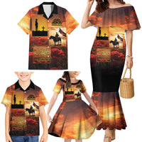 ANZAC Day Film Reel Lest We Forget Family Matching Mermaid Dress and Hawaiian Shirt Australia NZ Memorial LT9 - Polynesian Pride