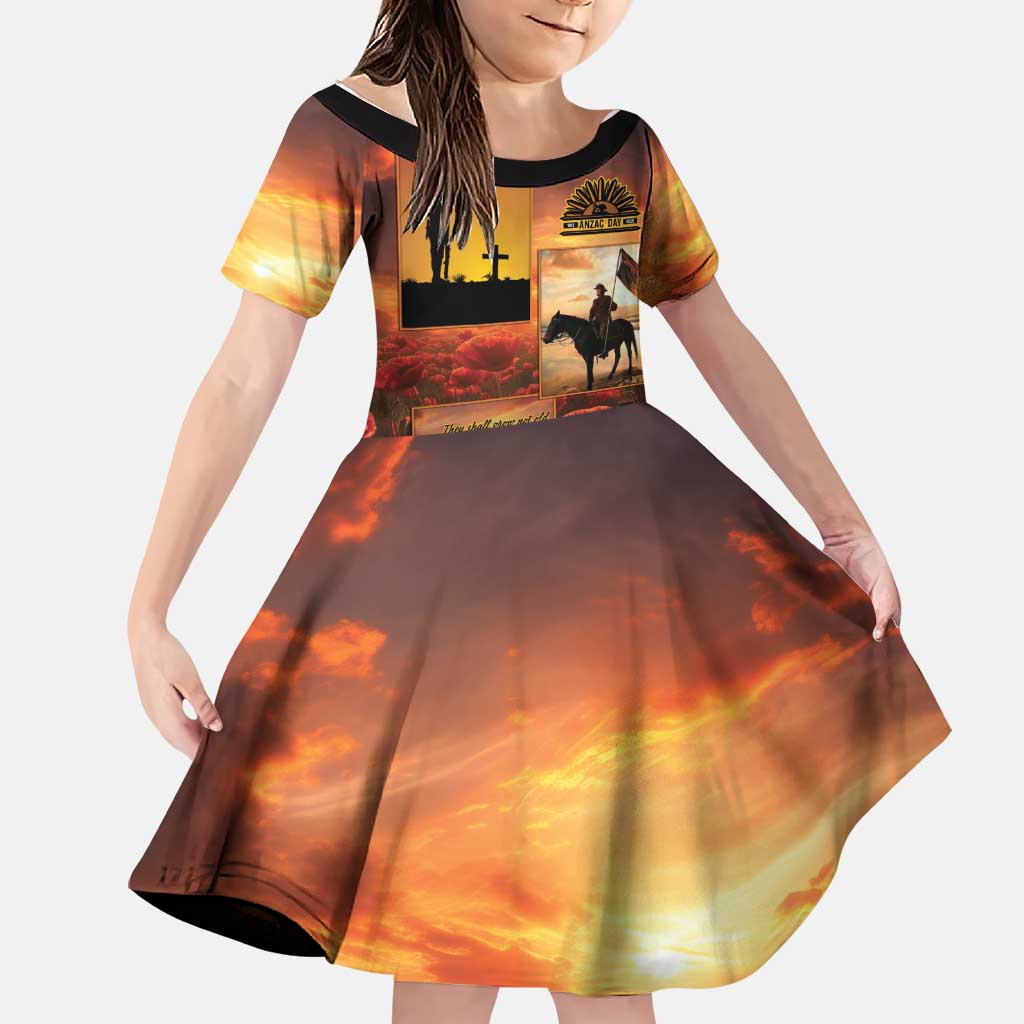 ANZAC Day Film Reel Lest We Forget Family Matching Puletasi and Hawaiian Shirt Australia NZ Memorial LT9 Daughter's Dress Red - Polynesian Pride