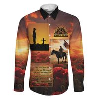 ANZAC Day Film Reel Lest We Forget Family Matching Puletasi and Hawaiian Shirt Australia NZ Memorial LT9 Dad's Shirt - Long Sleeve Red - Polynesian Pride