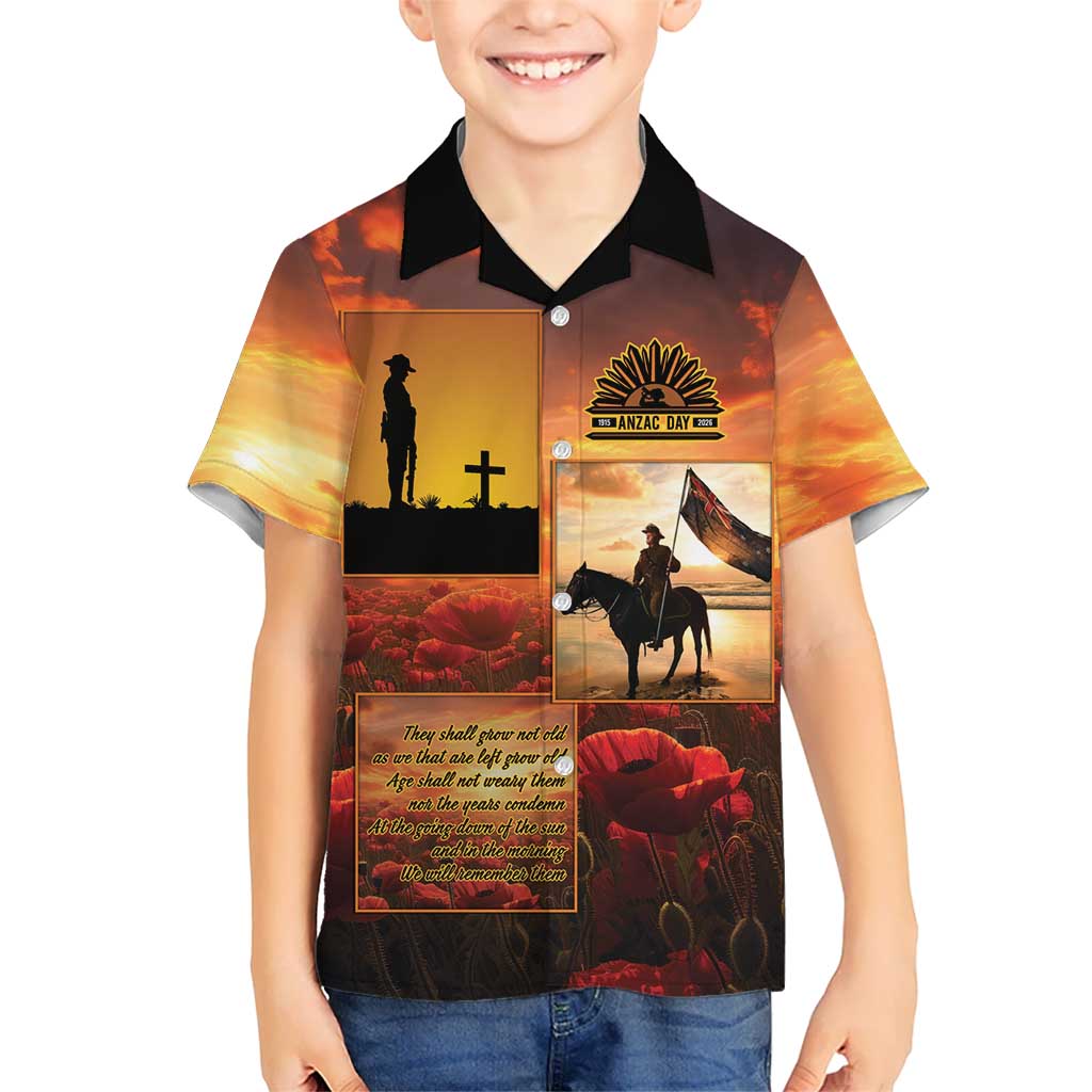 ANZAC Day Film Reel Lest We Forget Family Matching Puletasi and Hawaiian Shirt Australia NZ Memorial LT9 Son's Shirt Red - Polynesian Pride