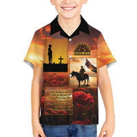 ANZAC Day Film Reel Lest We Forget Family Matching Puletasi and Hawaiian Shirt Australia NZ Memorial LT9 Son's Shirt Red - Polynesian Pride