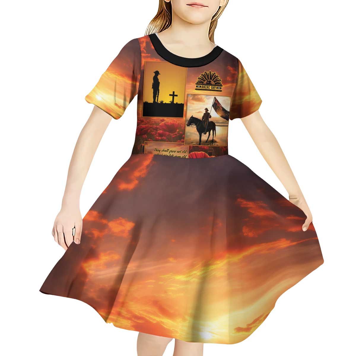 ANZAC Day Film Reel Lest We Forget Kid Short Sleeve Dress Australia NZ Memorial LT9 - Polynesian Pride