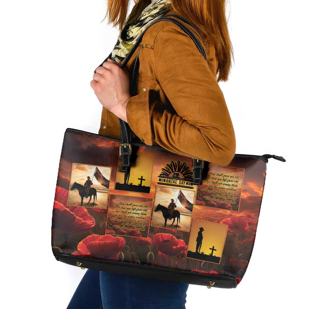 ANZAC Day Film Reel Lest We Forget Leather Tote Bag Australia NZ Memorial