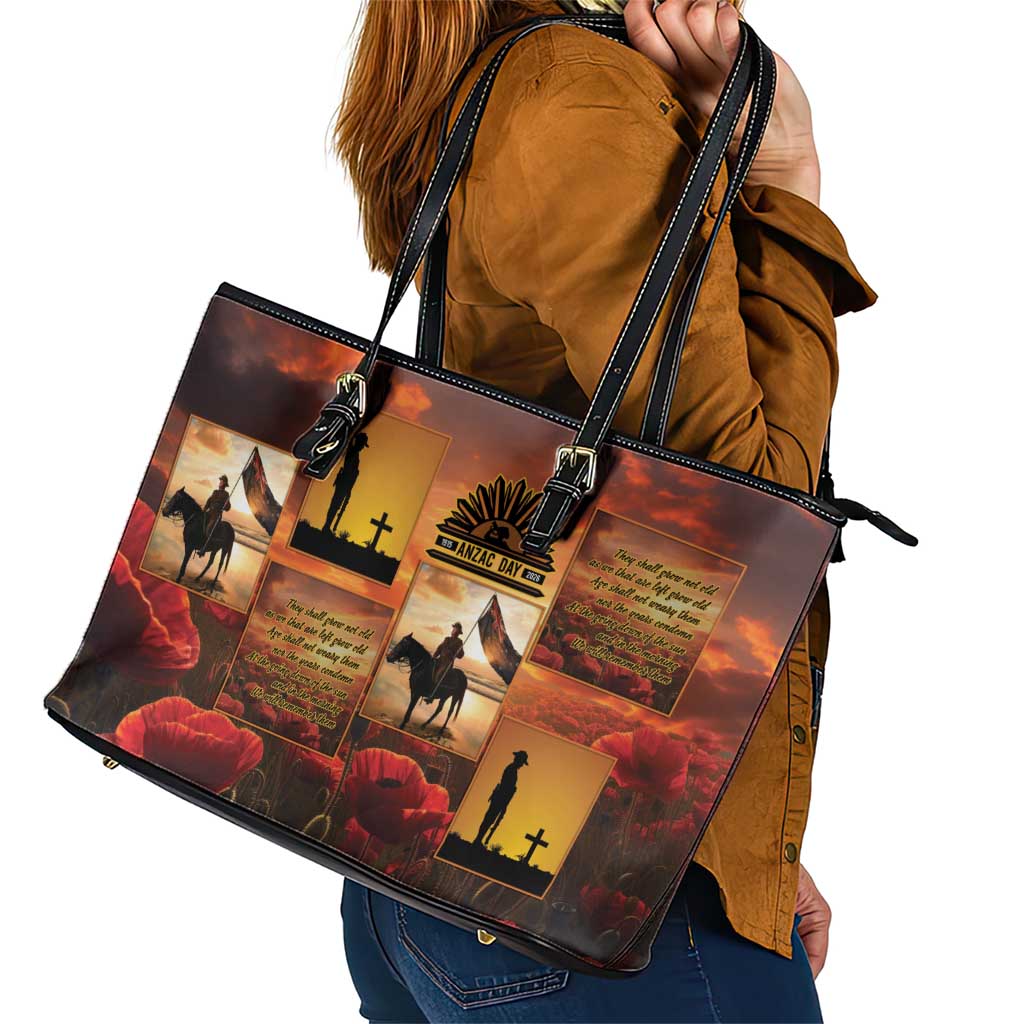 ANZAC Day Film Reel Lest We Forget Leather Tote Bag Australia NZ Memorial