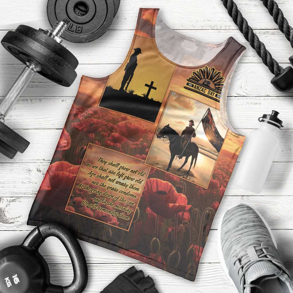 ANZAC Day Film Reel Lest We Forget Men Tank Top Australia NZ Memorial