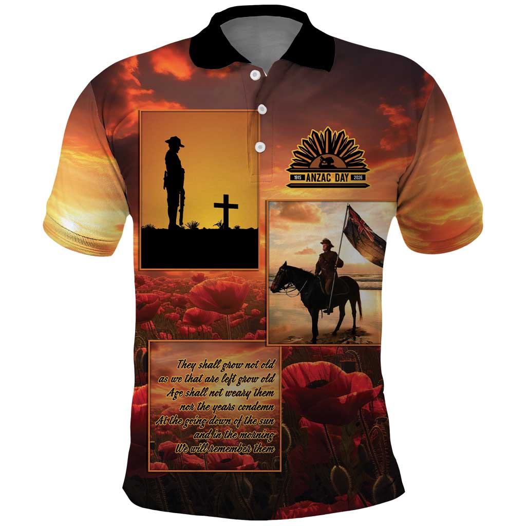 ANZAC Day Film Reel Lest We Forget Polo Shirt Australia NZ Memorial