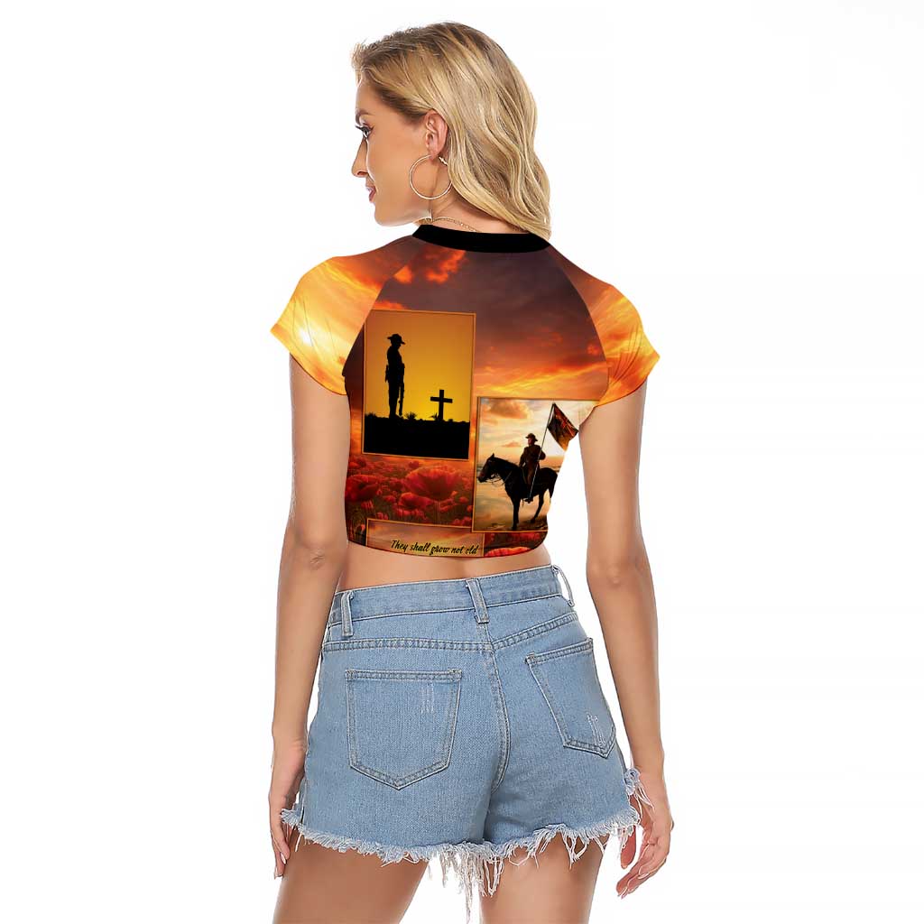 ANZAC Day Film Reel Lest We Forget Raglan Cropped T Shirt Australia NZ Memorial