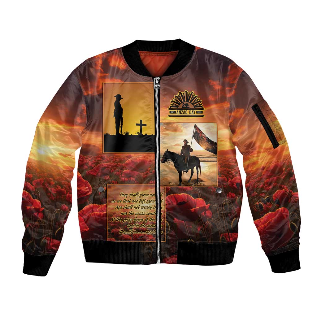ANZAC Day Film Reel Lest We Forget Sleeve Zip Bomber Jacket Australia NZ Memorial LT9 Unisex Red - Polynesian Pride