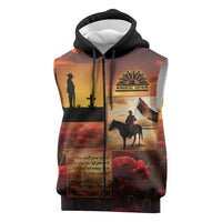 ANZAC Day Film Reel Lest We Forget Sleeveless Zip Hoodie Australia NZ Memorial LT9 Red - Polynesian Pride