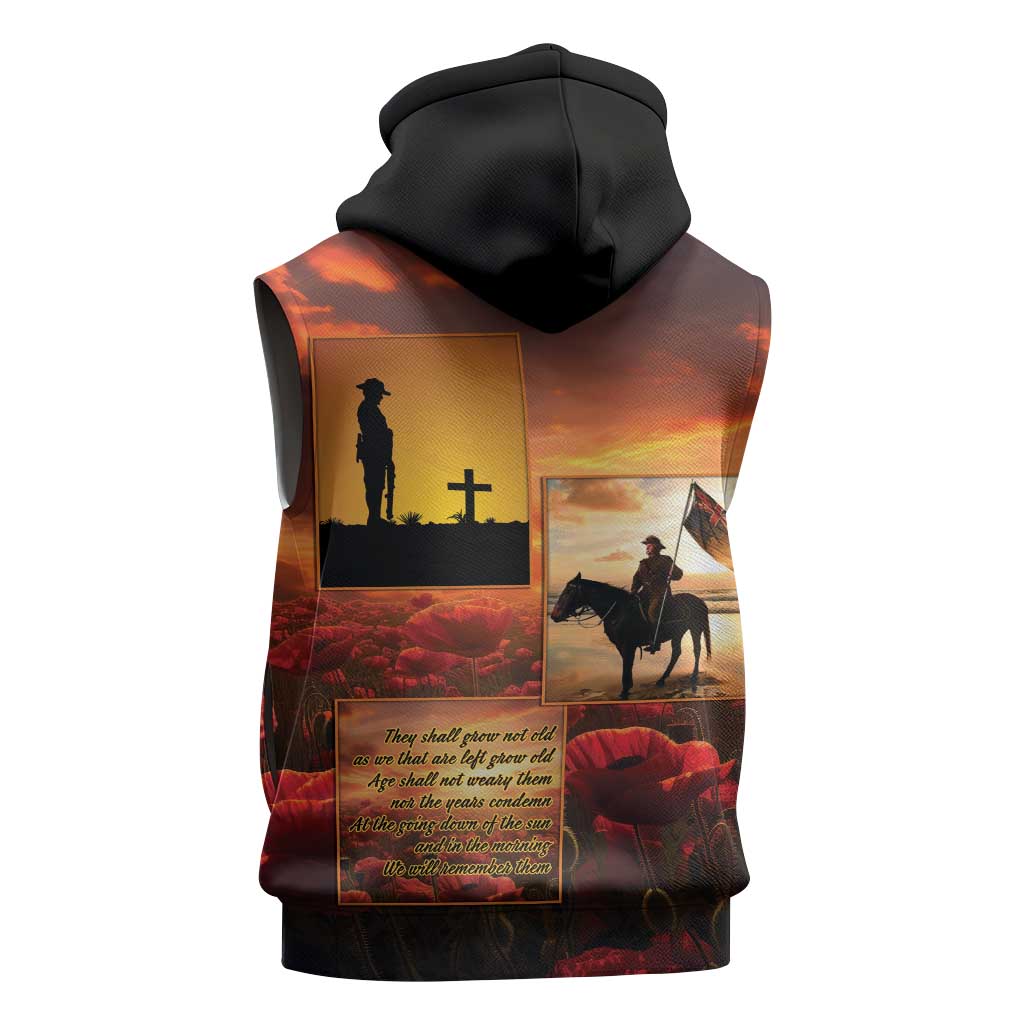 ANZAC Day Film Reel Lest We Forget Sleeveless Zip Hoodie Australia NZ Memorial LT9 - Polynesian Pride
