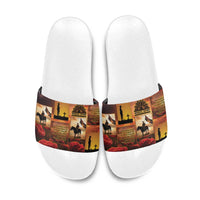 ANZAC Day Film Reel Lest We Forget Slide Sandals Australia NZ Memorial LT9 Red - Polynesian Pride