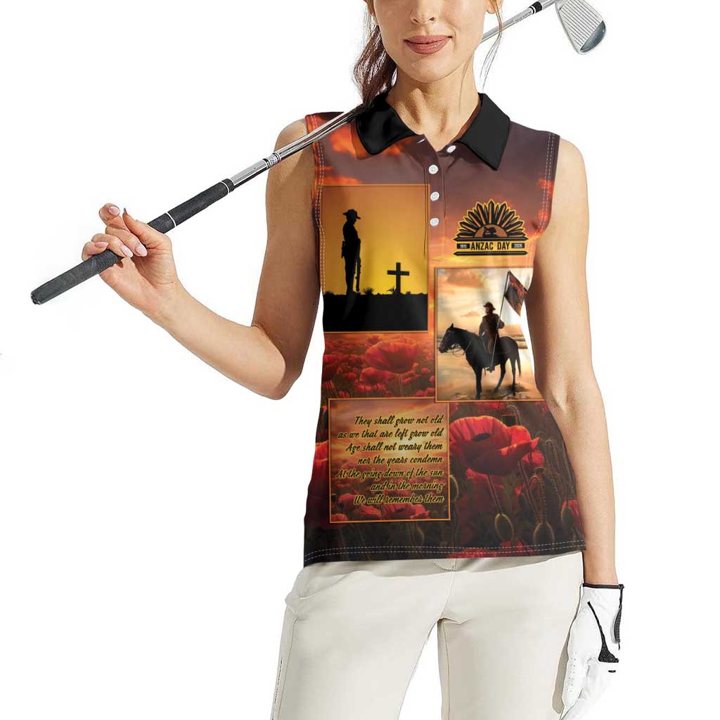 ANZAC Day Film Reel Lest We Forget Women Sleeveless Polo Shirt Australia NZ Memorial