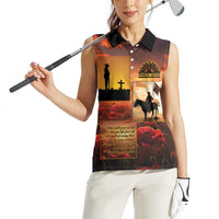 ANZAC Day Film Reel Lest We Forget Women Sleeveless Polo Shirt Australia NZ Memorial