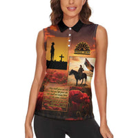 ANZAC Day Film Reel Lest We Forget Women Sleeveless Polo Shirt Australia NZ Memorial