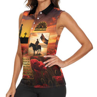 ANZAC Day Film Reel Lest We Forget Women Sleeveless Polo Shirt Australia NZ Memorial
