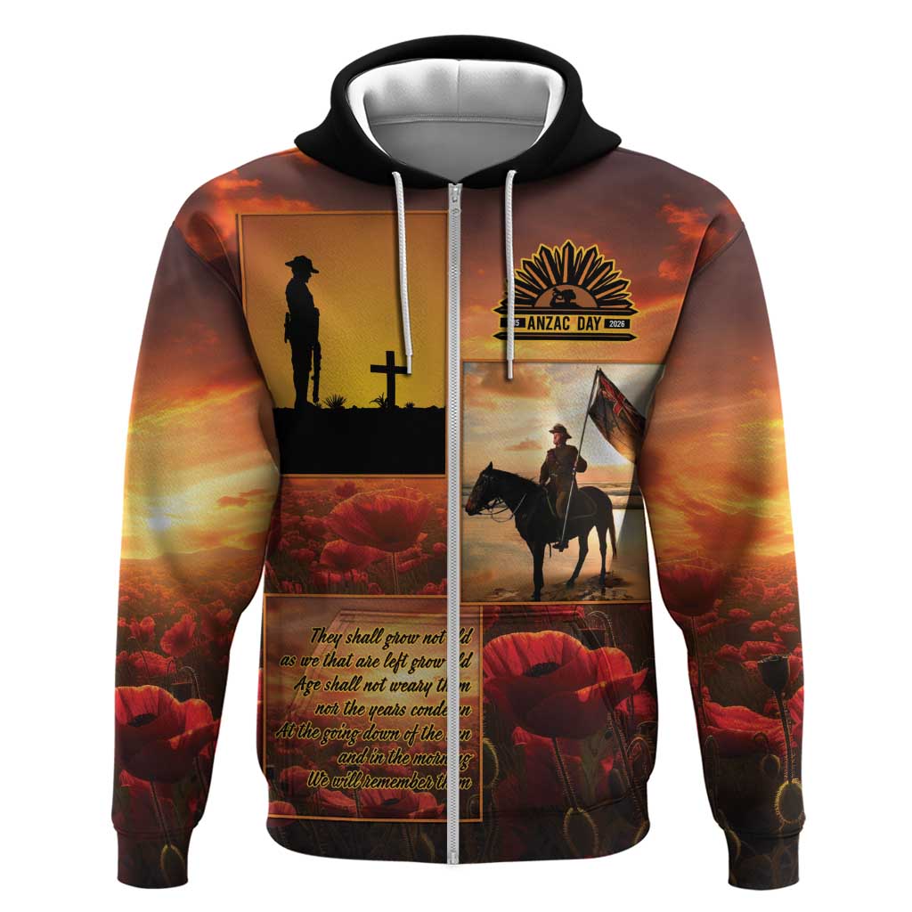 ANZAC Day Film Reel Lest We Forget Zip Hoodie Australia NZ Memorial