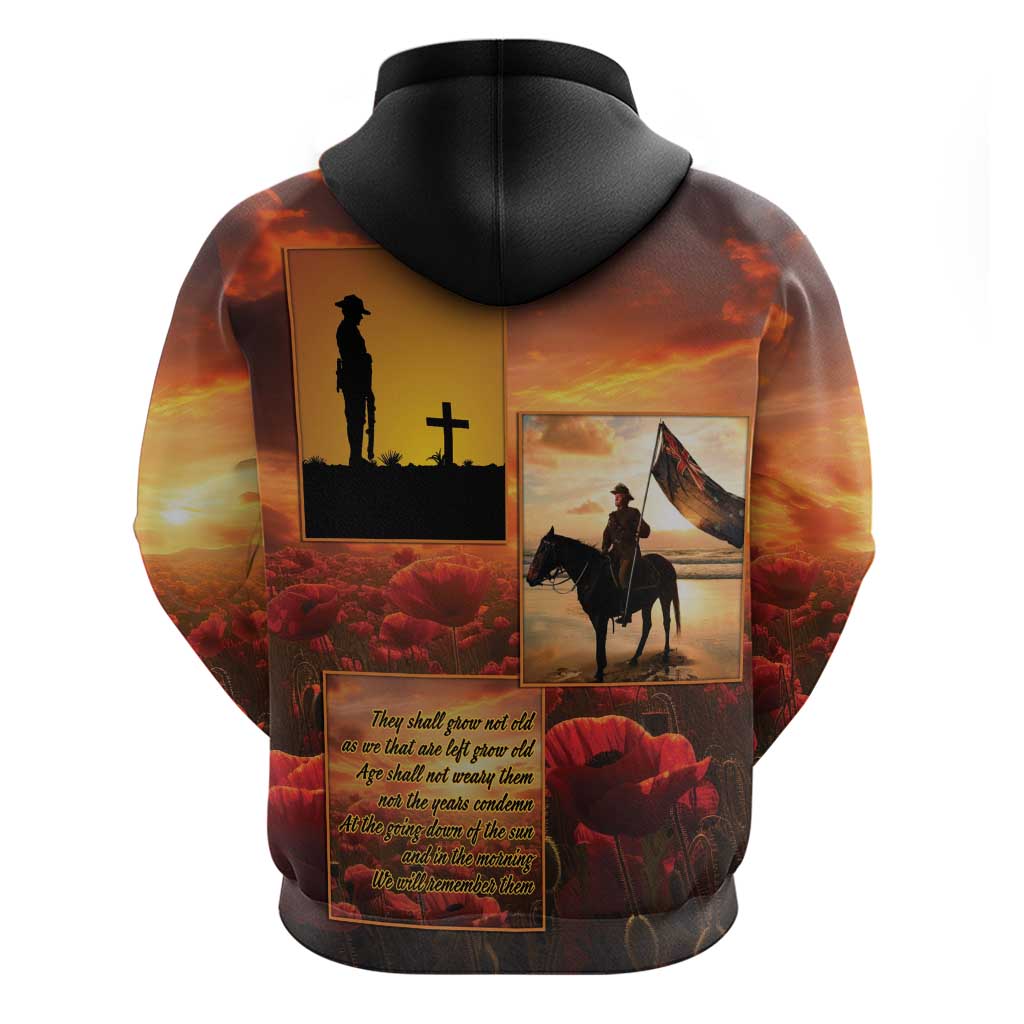 ANZAC Day Film Reel Lest We Forget Zip Hoodie Australia NZ Memorial