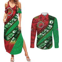 Personalised Cook Islands ANZAC 1915-2026 Filmstrip Couples Matching Summer Maxi Dress and Long Sleeve Button Shirt Lest We Forget 25 April