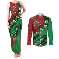 Personalised Cook Islands ANZAC 1915-2026 Filmstrip Couples Matching Tank Maxi Dress and Long Sleeve Button Shirt Lest We Forget 25 April