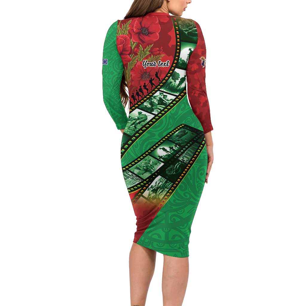 Personalised Cook Islands ANZAC 1915-2026 Filmstrip Family Matching Long Sleeve Bodycon Dress and Hawaiian Shirt Lest We Forget 25 April