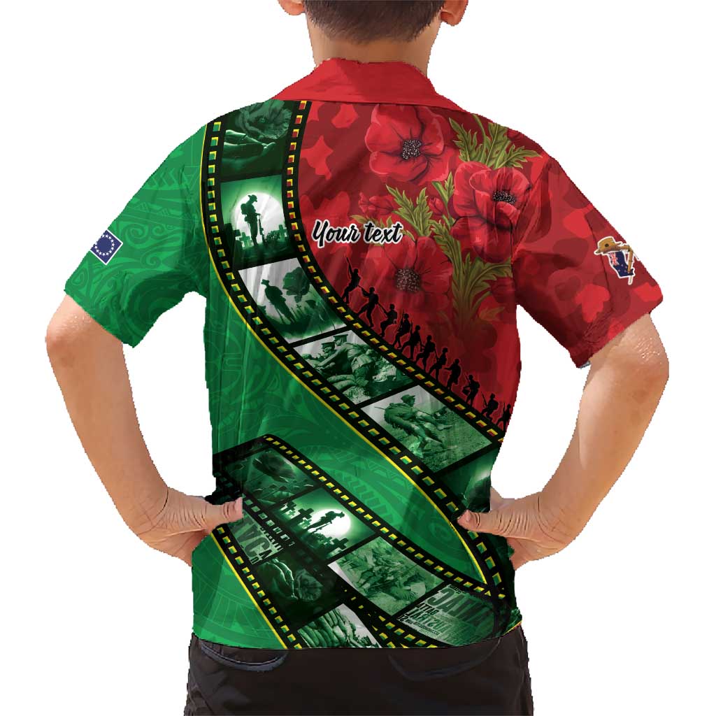 Personalised Cook Islands ANZAC 1915-2026 Filmstrip Family Matching Off Shoulder Short Dress and Hawaiian Shirt Lest We Forget 25 April LT9 - Polynesian Pride