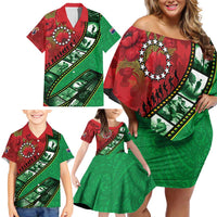 Personalised Cook Islands ANZAC 1915-2026 Filmstrip Family Matching Off Shoulder Short Dress and Hawaiian Shirt Lest We Forget 25 April LT9 - Polynesian Pride