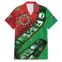 Personalised Cook Islands ANZAC 1915-2026 Filmstrip Family Matching Off Shoulder Short Dress and Hawaiian Shirt Lest We Forget 25 April LT9 Dad's Shirt - Short Sleeve Green - Polynesian Pride
