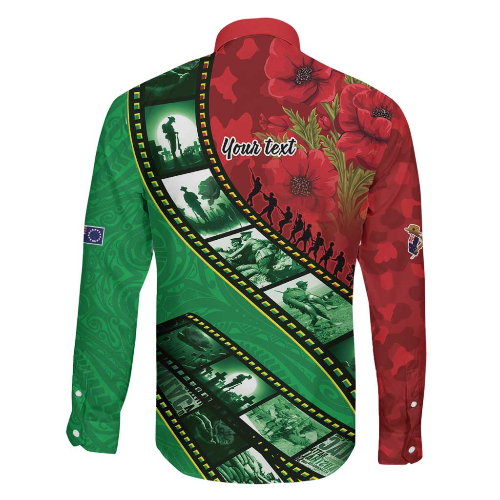 Personalised Cook Islands ANZAC 1915-2026 Filmstrip Family Matching Off Shoulder Short Dress and Hawaiian Shirt Lest We Forget 25 April LT9 - Polynesian Pride