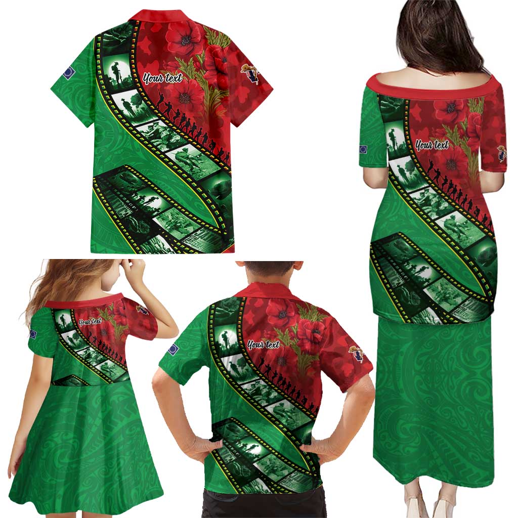 Personalised Cook Islands ANZAC 1915-2026 Filmstrip Family Matching Puletasi and Hawaiian Shirt Lest We Forget 25 April