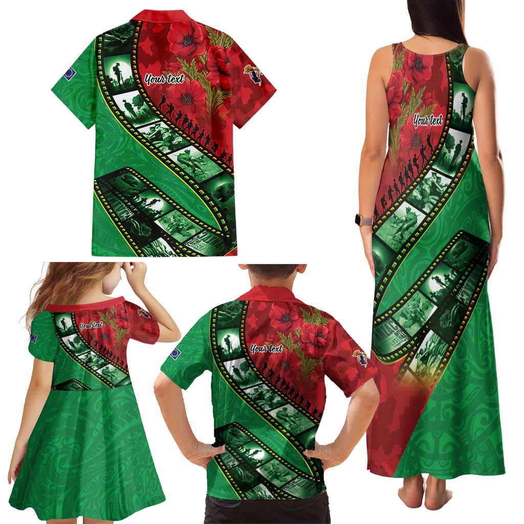 Personalised Cook Islands ANZAC 1915-2026 Filmstrip Family Matching Tank Maxi Dress and Hawaiian Shirt Lest We Forget 25 April