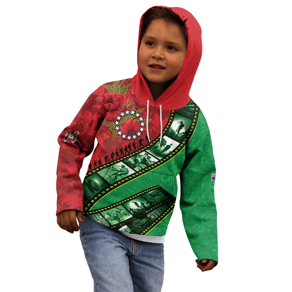 Personalised Cook Islands ANZAC 1915-2026 Filmstrip Kid Hoodie Lest We Forget 25 April