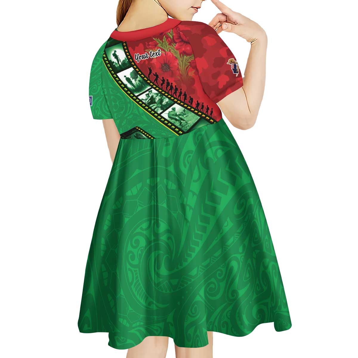 Personalised Cook Islands ANZAC 1915-2026 Filmstrip Kid Short Sleeve Dress Lest We Forget 25 April