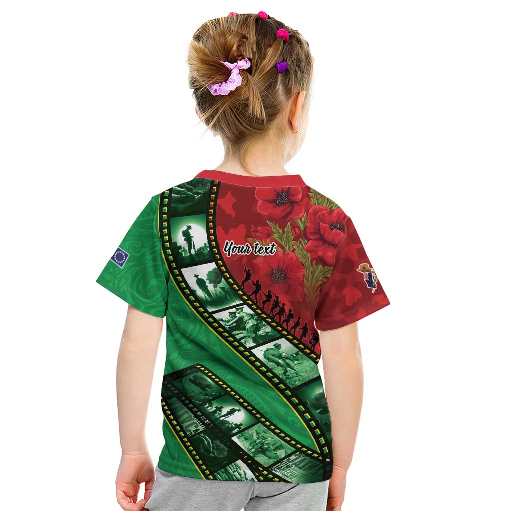 Personalised Cook Islands ANZAC 1915-2026 Filmstrip Kid T Shirt Lest We Forget 25 April