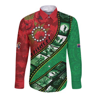 Personalised Cook Islands ANZAC 1915-2026 Filmstrip Long Sleeve Button Shirt Lest We Forget 25 April LT9 Unisex Green - Polynesian Pride