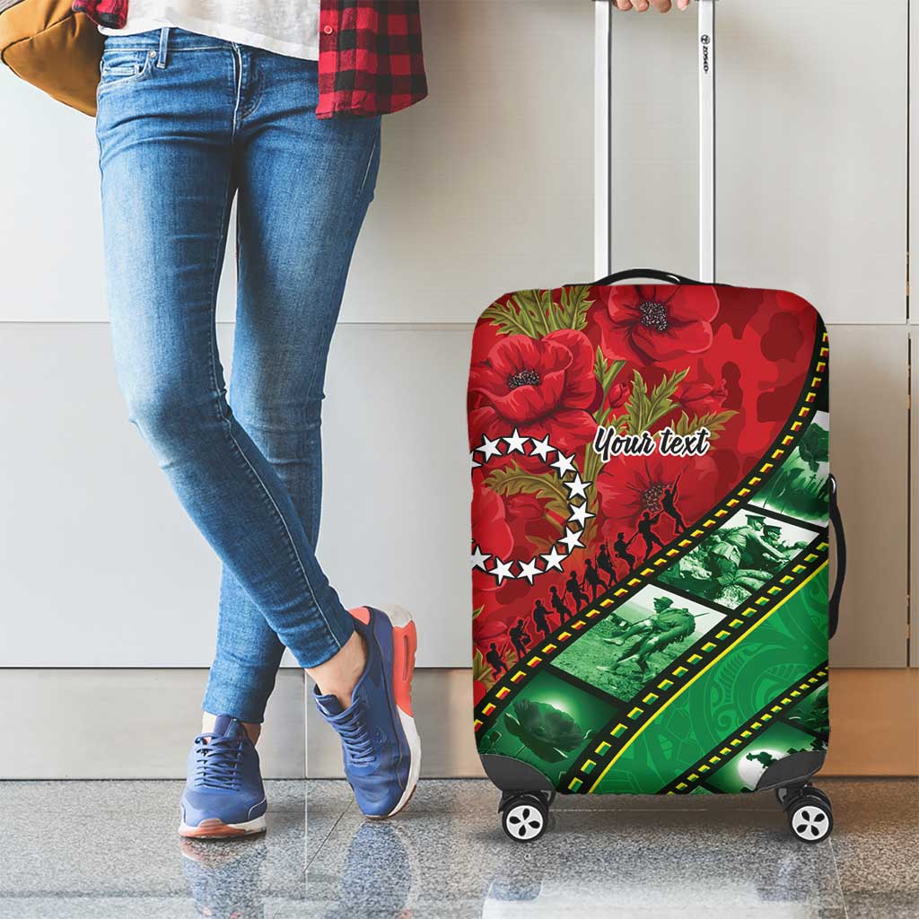 Personalised Cook Islands ANZAC 1915-2026 Filmstrip Luggage Cover Lest We Forget 25 April