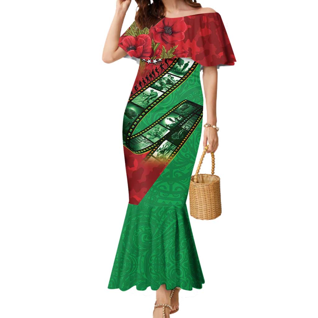 Personalised Cook Islands ANZAC 1915-2026 Filmstrip Mermaid Dress Lest We Forget 25 April