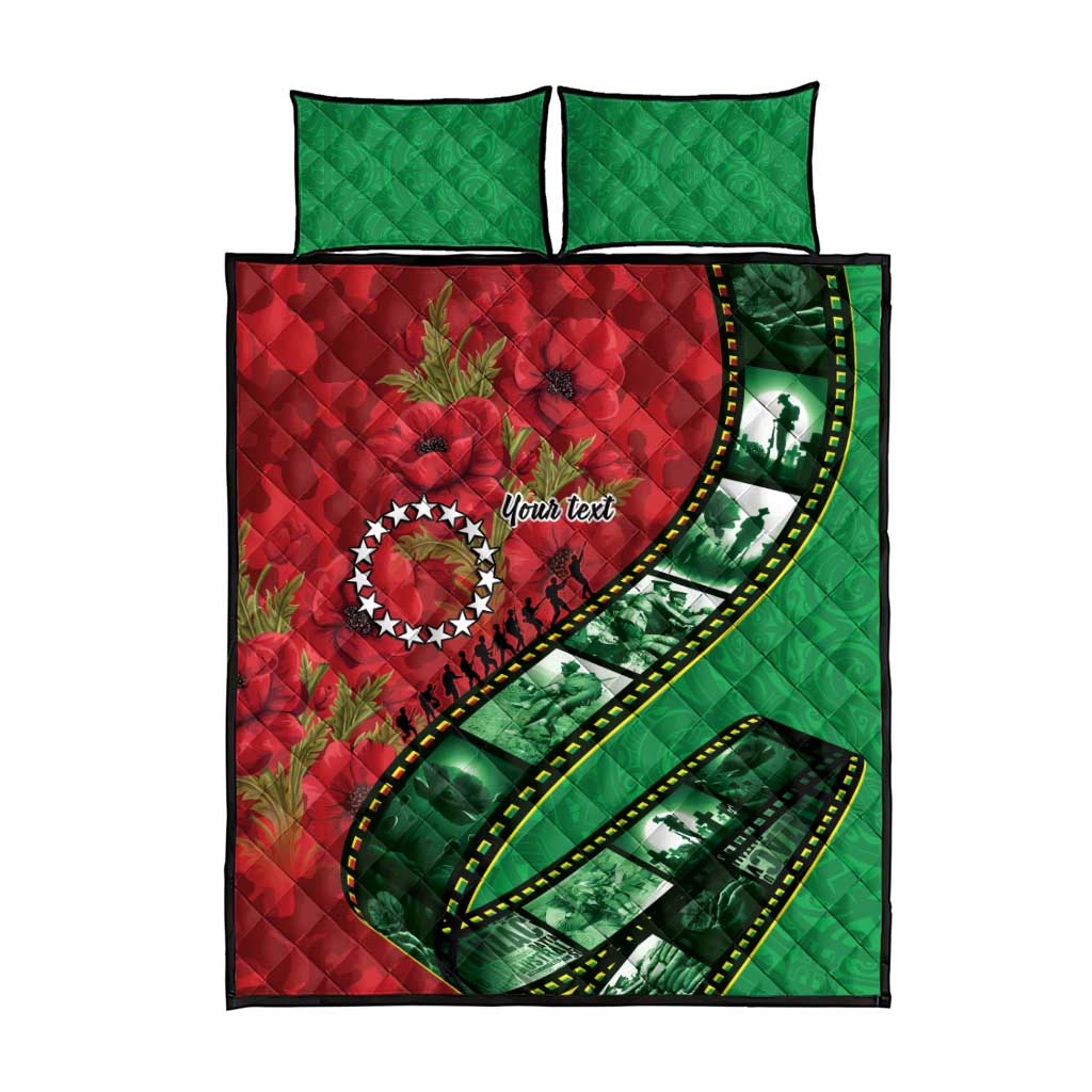 Personalised Cook Islands ANZAC 1915-2026 Filmstrip Quilt Bed Set Lest We Forget 25 April