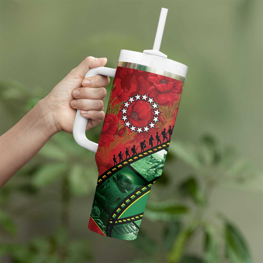 Personalised Cook Islands ANZAC 1915-2026 Filmstrip Tumbler With Handle Lest We Forget 25 April LT9 - Polynesian Pride