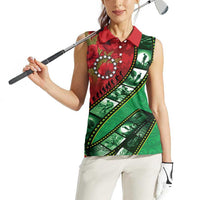 Personalised Cook Islands ANZAC 1915-2026 Filmstrip Women Sleeveless Polo Shirt Lest We Forget 25 April