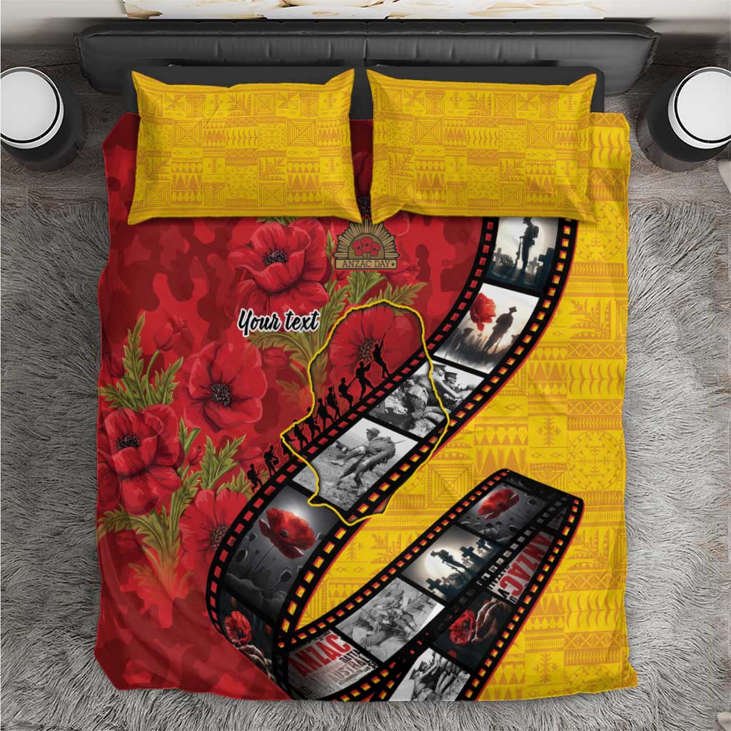 Personalised Niue ANZAC 1915-2026 Filmstrip Bedding Set Lest We Forget 25 April LT9 Gold - Polynesian Pride