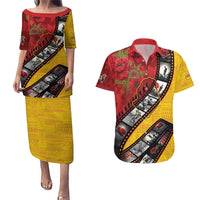 Personalised Niue ANZAC 1915-2026 Filmstrip Couples Matching Puletasi and Hawaiian Shirt Lest We Forget 25 April