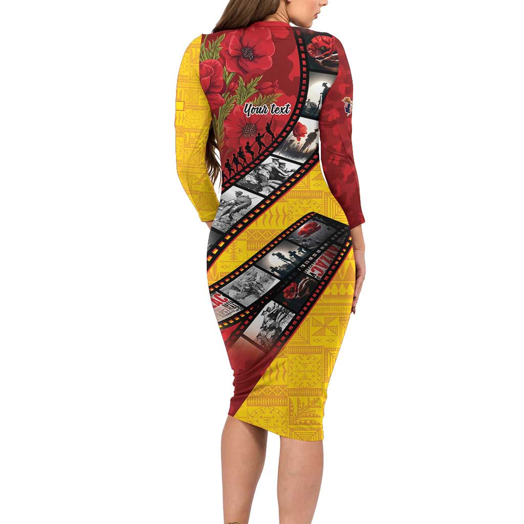 Personalised Niue ANZAC 1915-2026 Filmstrip Family Matching Long Sleeve Bodycon Dress and Hawaiian Shirt Lest We Forget 25 April
