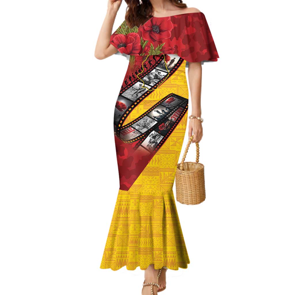 Personalised Niue ANZAC 1915-2026 Filmstrip Family Matching Mermaid Dress and Hawaiian Shirt Lest We Forget 25 April