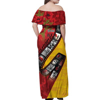 Personalised Niue ANZAC 1915-2026 Filmstrip Family Matching Off Shoulder Maxi Dress and Hawaiian Shirt Lest We Forget 25 April