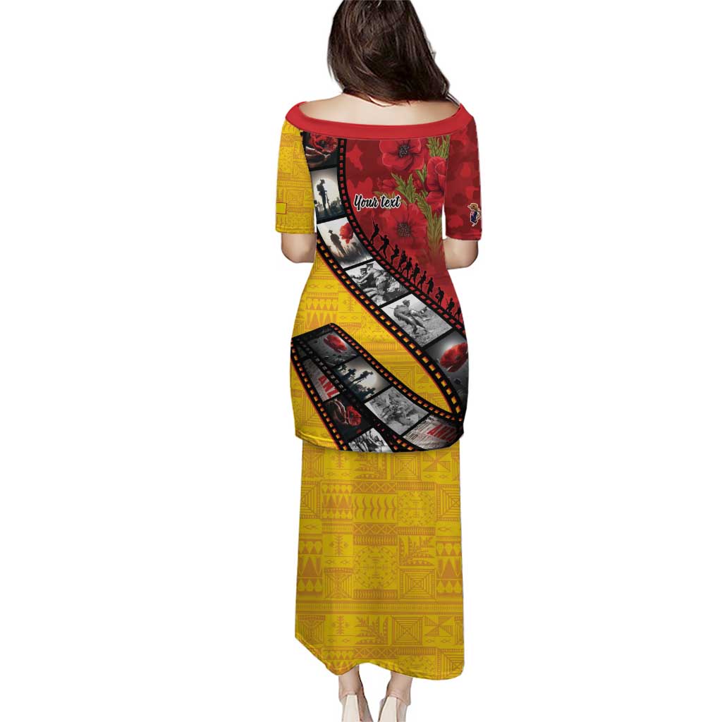 Personalised Niue ANZAC 1915-2026 Filmstrip Family Matching Puletasi and Hawaiian Shirt Lest We Forget 25 April