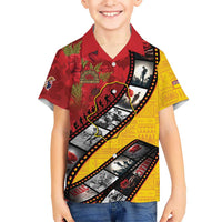 Personalised Niue ANZAC 1915-2026 Filmstrip Family Matching Summer Maxi Dress and Hawaiian Shirt Lest We Forget 25 April LT9 Son's Shirt Gold - Polynesian Pride