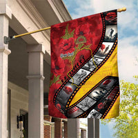 Personalised Niue ANZAC 1915-2026 Filmstrip Garden Flag Lest We Forget 25 April LT9 House Flag Gold - Polynesian Pride