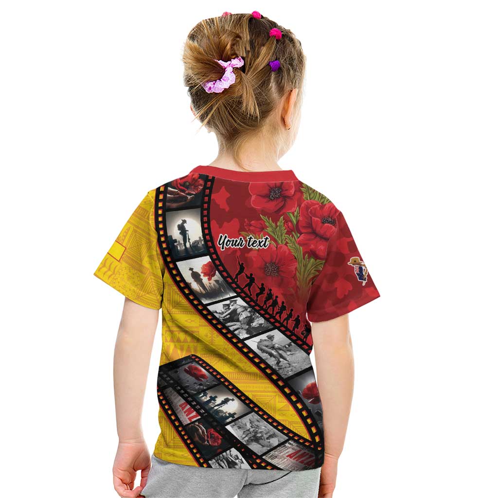 Personalised Niue ANZAC 1915-2026 Filmstrip Kid T Shirt Lest We Forget 25 April LT9 - Polynesian Pride