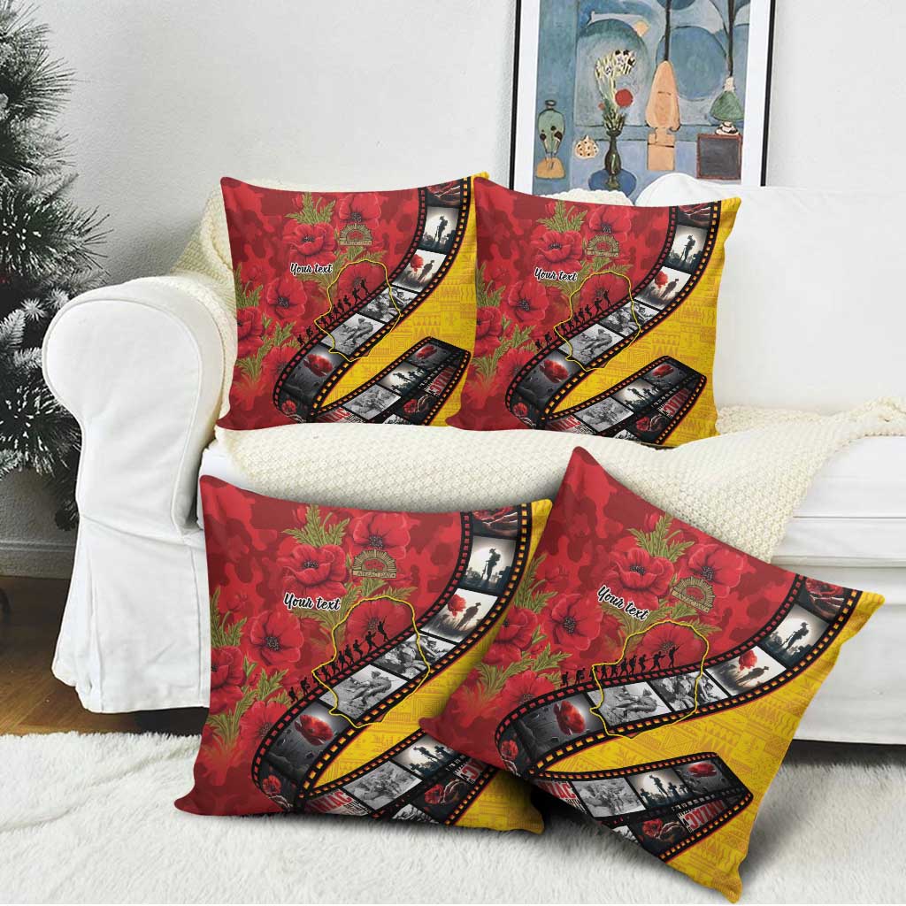 Personalised Niue ANZAC 1915-2026 Filmstrip Pillow Cover Lest We Forget 25 April LT9 - Polynesian Pride